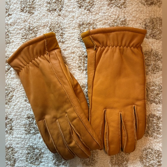 NWOT J. Crew Leather Gloves, Fleece-Lined Medium - Picture 1 of 5
